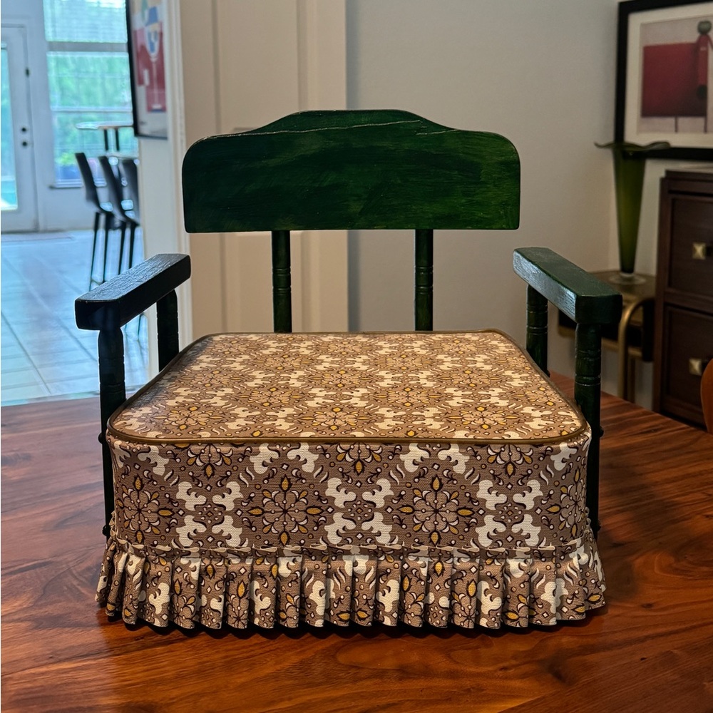 Vintage Retro 1970's Child's Baby Vinyl & wood Booster Seat Chair